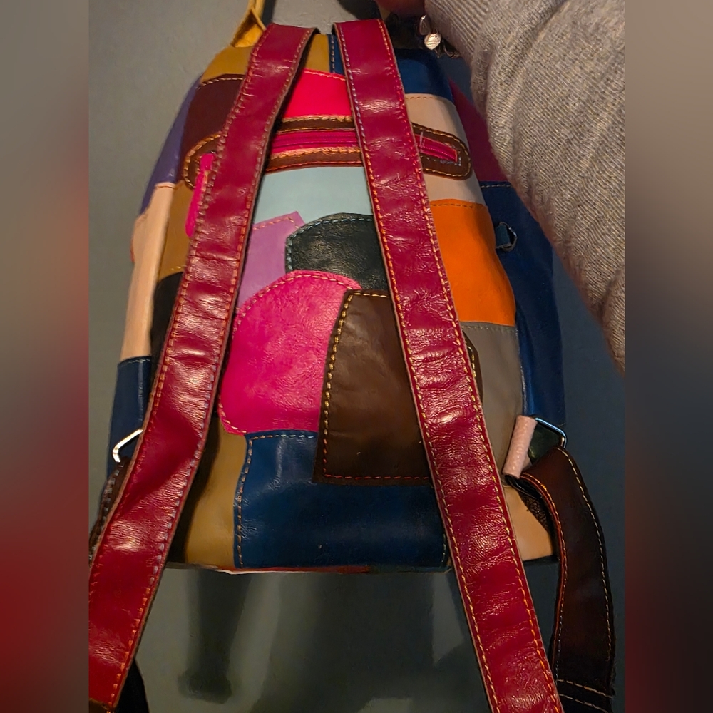 Colorful Patchwork Backpack - Picture 2 of 13